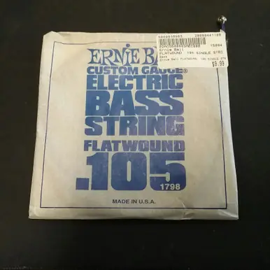 Used Ernie Ball FLATWOUND .105 SINGLE STRING Accessories - Guitar Strings Money Back Guarantee