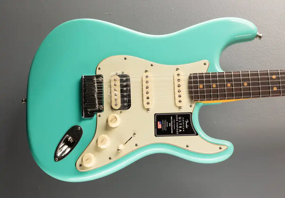 American Ultra Luxe Vintage '60s Stratocaster HSS - Sea Foam Green– Dave's Guitar Shop Weekend Sale