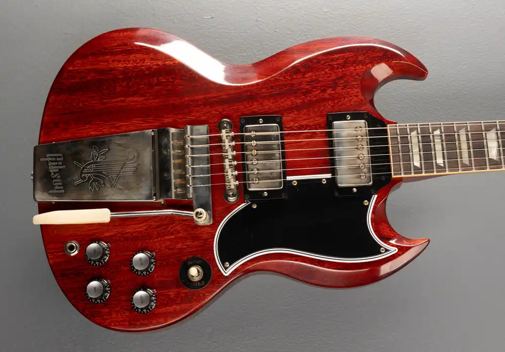 Money Back Guarantee 1964 SG Standard Reissue w/Maestro Vibrola - VOS Cherry Red– Dave's Guitar Shop