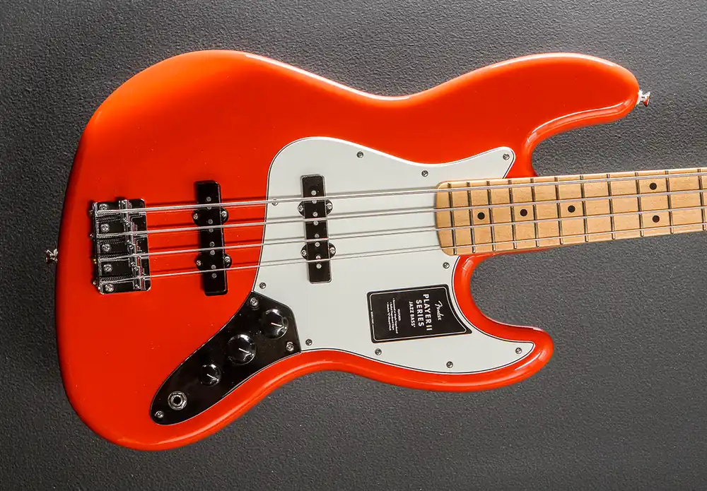 Player II Jazz Bass - Coral Red w/Maple– Dave's Guitar Shop Genuine