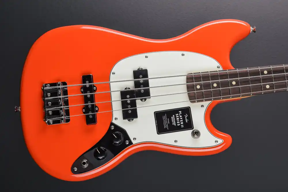 Player II Mustang Bass PJ - Coral Red w/Rosewood– Dave's Guitar Shop Special Offer