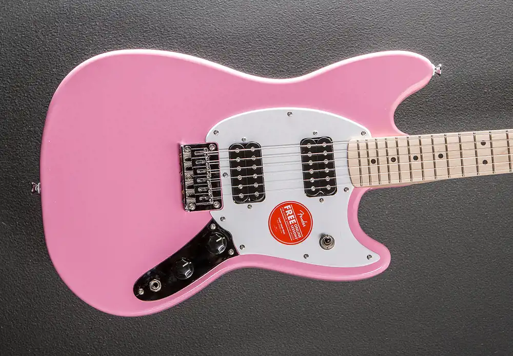 Sonic Mustang HH - Flash Pink w/Maple– Dave's Guitar Shop Clearance