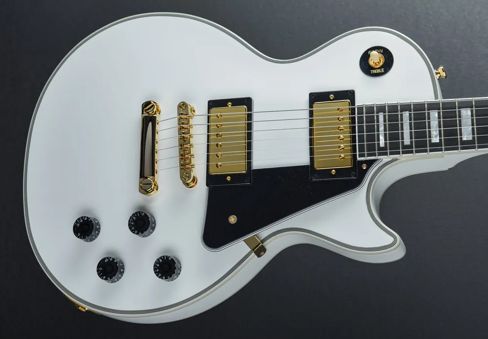 "Inspired by Gibson Custom" Les Paul Custom - Alpine White– Dave's Guitar Shop Hot Deal