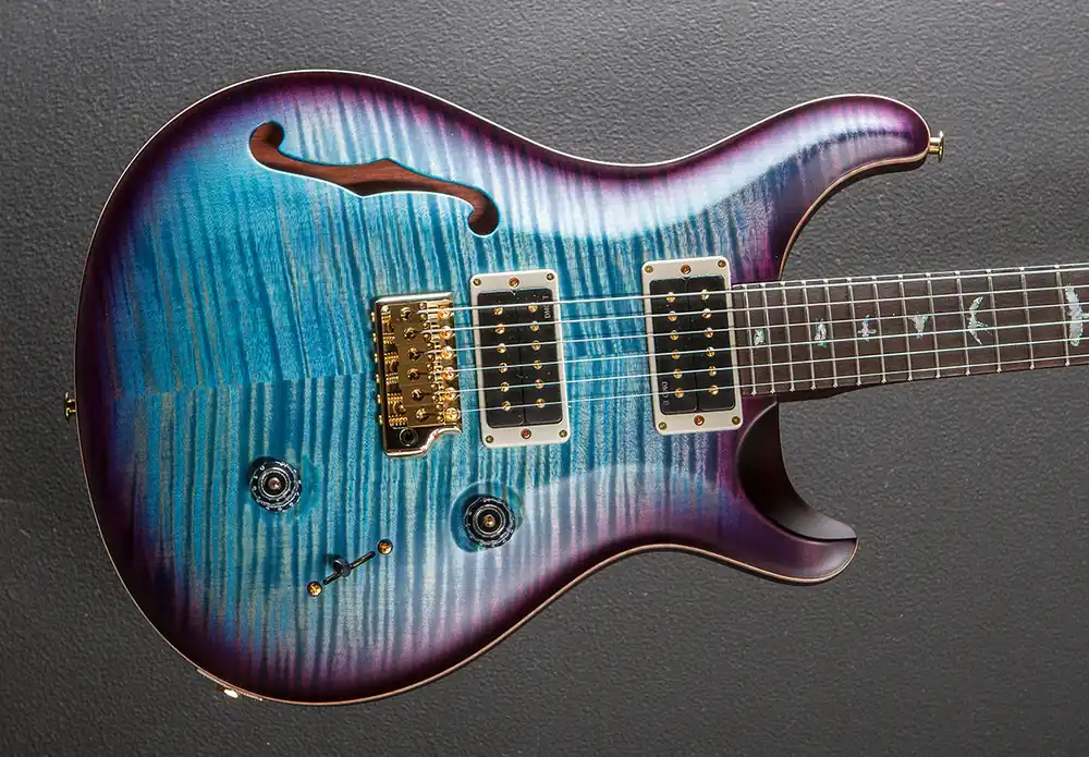 Custom 24 Semi-Hollow Wood Library Limited - Aquableux Purple Burst w/– Dave's Guitar Shop Free Shipping