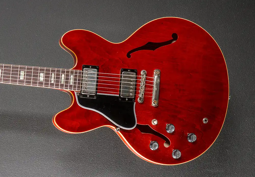 1964 ES-335 Reissue Left Hand - Sixties Cherry– Dave's Guitar Shop Markdown
