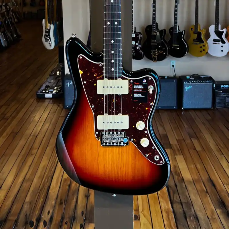 Don’t Miss Out American Performer Jazzmaster - 3 Color Sunburst w/Rosewood– Dave's Guitar Shop