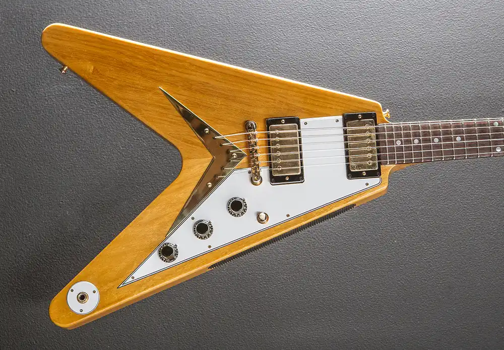 Budget 1958 Korina Flying V Reissue (White Pickguard) - Natural– Dave's Guitar Shop